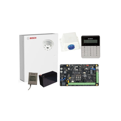 Bosch 4000 Hardwired Alarm Kit Includes 1x Solution 4000 Pcb 1x Text Keypad 1x Metal Enclosure 1x 12v7ah Battery 1x 18vac Power Supply 1x Strobe/siren/piezo No Pir