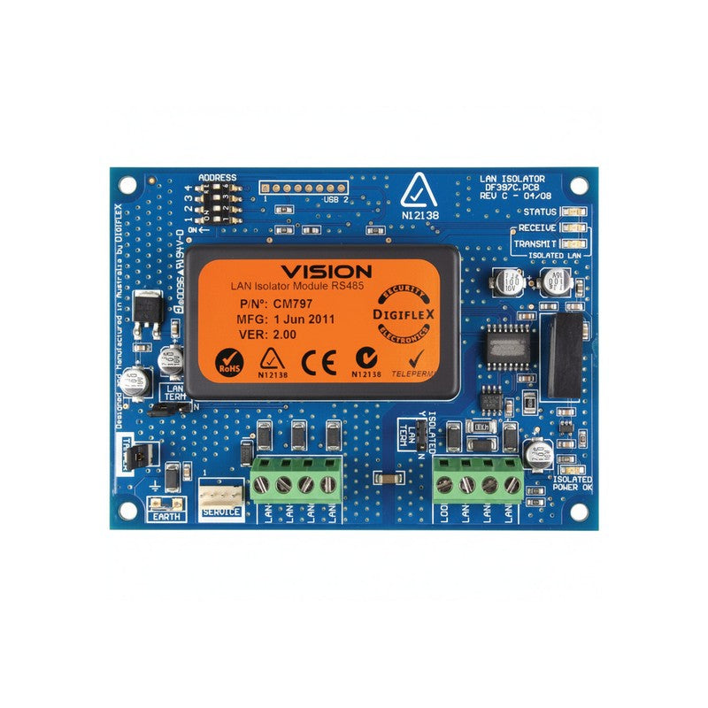 Bosch Solution 16i/ 144/ E-series/ 6000/ 6000-ip Hardwired Lan & Power Isolator Module Blue Pcb Enclosure Mount 100g 10-14vdc 250ma