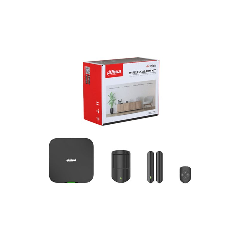 Dahua Dhi-art-arc3800h-03-fw2-b Wireless Alarm Kit Includes 1x Hub 1x 4-btn Keyfob 1x Pir Detector 1x Door Reed Black