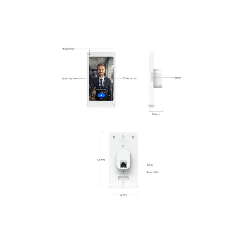 Ubiquiti Ua-intercom-viewer Access Intercom Viewer 5 Inch Touchscreen POE Ethernet Rj45