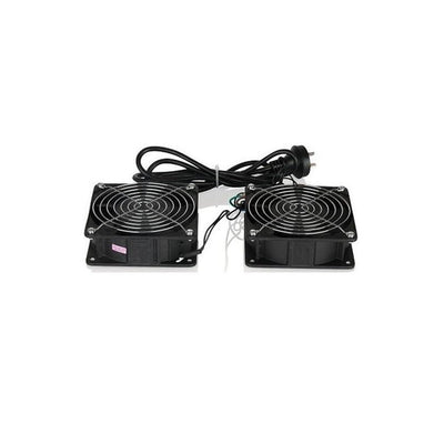 Global Racking Solutions Global 2x 19" Roof Cooling Fan Unit Black 2m Cable Each Fan (40hx120wx120d (mm)) To Suit Wmr & Wms Racks