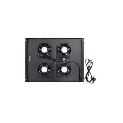 Global Racking Solutions Global 4 X 19" Roof Cooling Fan Unit Black 2m Cable 40hx412wx456d (mm) To Suit Fsr-68xx Racks Inc Mounting Plate