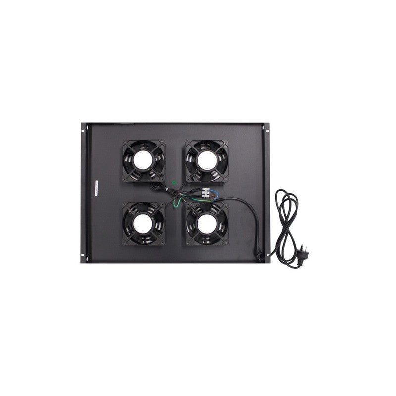 Global Racking Solutions Global 4 X 19" Roof Cooling Fan Unit Black 2m Cable 40hx412wx456d (mm) To Suit Fsr-68xx Racks Inc Mounting Plate