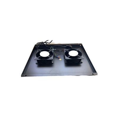 Global Racking Solutions Global 2 X 19" Roof Cooling Fan Unit Black 2m Cable 40hx412wx350d (mm) To Suit Fsr-66xx Racks Inc Mounting Plate