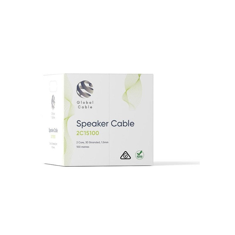 Global Racking Solutions Audio Cable 30/0.25 2 Core Stranded Pvc Sheath 100m Black