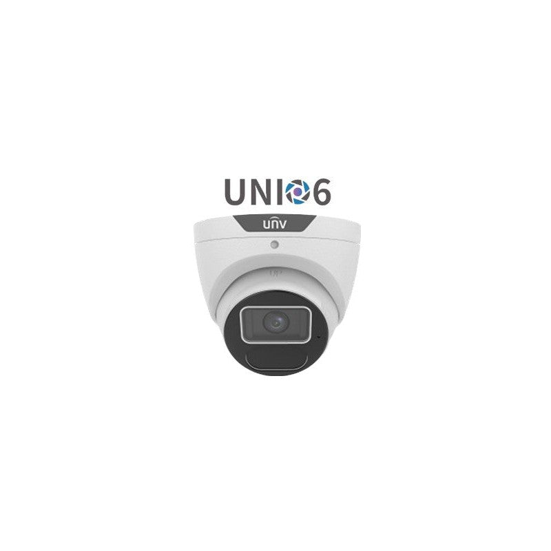 Uni6 Prime-ii IP Camera White AI People Count 6MP H.264/5/5+/ Mjpeg Turret 130 Wdr Plastic/metal 2.8mm Fixed Lens Light Hunter IR 40m POE Ip67 Built In Mic Support Up To 256gb SD 12vdc