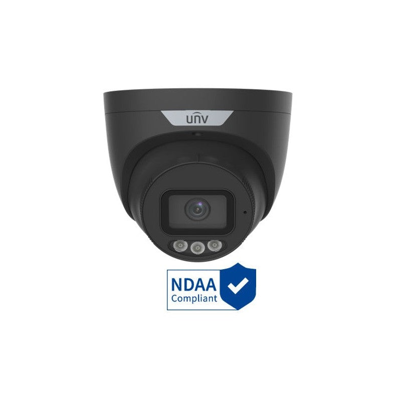 Uniview Prime Series IP Camera Black AI Triguard 8mp/4k H.264/5/5+/ Mjpeg Turret 130 Wdr Metal 2.8mm Fixed Lens Light Hunter Ir+white LED 30m POE Ip67 Built In Mic Audio In Audio Out 1 X Alarm In 1 X Alarm Out Support Up To 256gb SD 12vdc