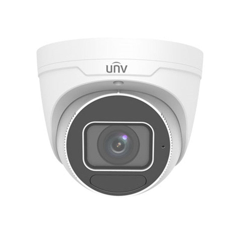 Uniview Prime-i Series IP Camera White AI 8mp/4k H.264/5/5+/ Mjpeg Turret 120 Wdr Metal 2.8-12mm Motorised Lens 4x Zoom Light Hunter IR 40m POE Ip67 Built In Mic Support Up To 256gb SD Ik10 12vdc