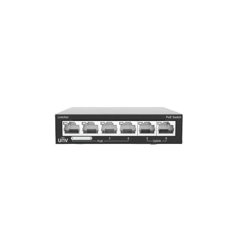 Uniview 4port ( 6p) Switch 60w POE Total Capacity 4x Poe+ L2 Unmanaged Black 48/51vdc