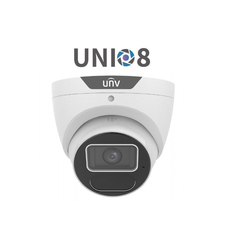 Uni8 Prime-ii Series IP Camera White AI 8mp/4k H.264/5/5+/ Mjpeg Turret 130 Wdr Plastic/metal 2.8mm Fixed Lens Light Hunter IR 40m POE Ip67 Built In Mic Support Up To 512gb SD 12vdc
