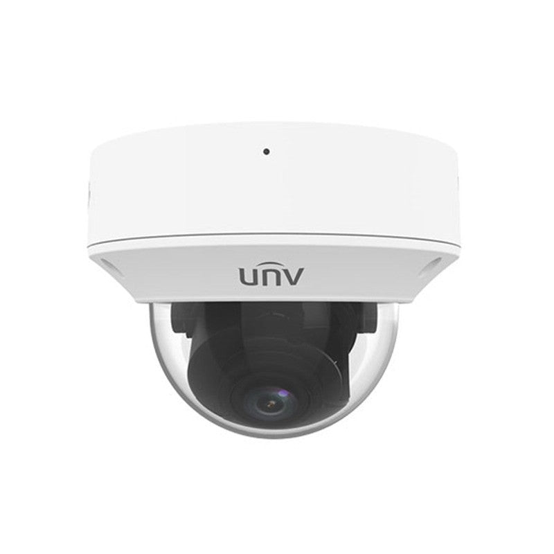 Uniview Prime-i Series IP Camera White AI 5MP H.264/5/5+/ Mjpeg Dome 120 Wdr Metal 2.7-13.5mm Motorised Lens 5x Zoom Light Hunter IR 40m POE Ip67 Built In Mic Audio In Audio Out 1 X Alarm In 1 X Alarm Out Support Up To 256gb SD Ik10 12vdc