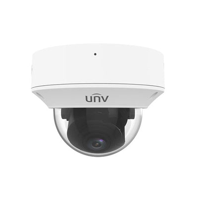Uniview Prime-i Series IP Camera White AI 5MP H.264/5/5+/ Mjpeg Dome 120 Wdr Metal 2.7-13.5mm Motorised Lens 5x Zoom Light Hunter IR 40m POE Ip67 Built In Mic Audio In Audio Out 1 X Alarm In 1 X Alarm Out Support Up To 256gb SD Ik10 12vdc
