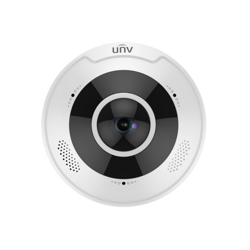 Uniview Prime-i Series IP Camera White AI 360° Panoramic 5MP H.264/5/5+/ Mjpeg Fisheye 120 Wdr Plastic/metal 1.4mm Fixed Lens IR 10m POE Ip66 Built In Mic Audio In Audio Out 1 X Alarm In 1 X Alarm Out Support Up To 256gb SD Ik10 12vdc