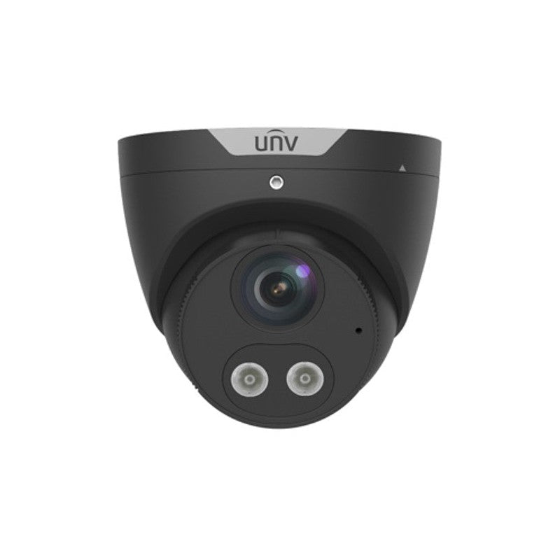 Uniview Prime-i Series IP Camera Black AI Triguard 8mp/4k H.264/5/5+/ Mjpeg Turret 120 Wdr Plastic/metal 2.8mm Fixed Lens Light Hunter Ir+white LED 30m POE Ip67 Built In Mic Support Up To 256gb SD 12vdc