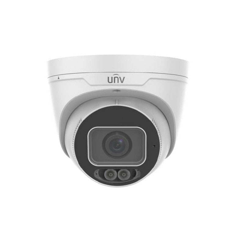 Uniview Prime-iii Series IP Camera White 8mp/4k H.264/5/5+/ Mjpeg Turret 120 Wdr Metal 2.8mm Fixed Lens Color Hunter IR 30m POE Ip67 Built In Mic Audio In Audio Out 1 X Alarm In 1 X Alarm Out Support Up To 256gb SD Ik10 12vdc