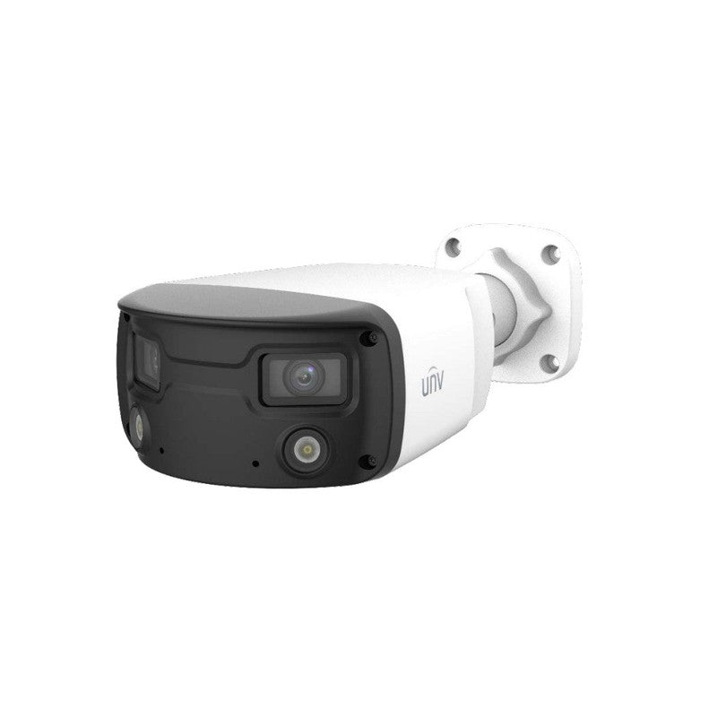 Prime-iii Series IP Camera White 180° People Count 2x4mp H.264/5/5+/ Mjpeg Turret With Dual Lens 130 Wdr Metal 4mm Fixed Lens Color Hunter White LED 30m POE Ip67 Built In Mic Audio In Audio Out 1 X Alarm In 1 X Alarm Out Support Up To 256gb SD 12vdc