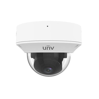 Uniview Prime-i Series IP Camera White AI 8mp/4k H.264/5/5+/ Mjpeg Dome 120 Wdr Metal 2.8-12mm Motorised Lens 4x Zoom Light Hunter IR 40m POE Ip67 Built In Mic Audio In Audio Out 1 X Alarm In 1 X Alarm Out Support Up To 256gb SD Ik10 12vdc