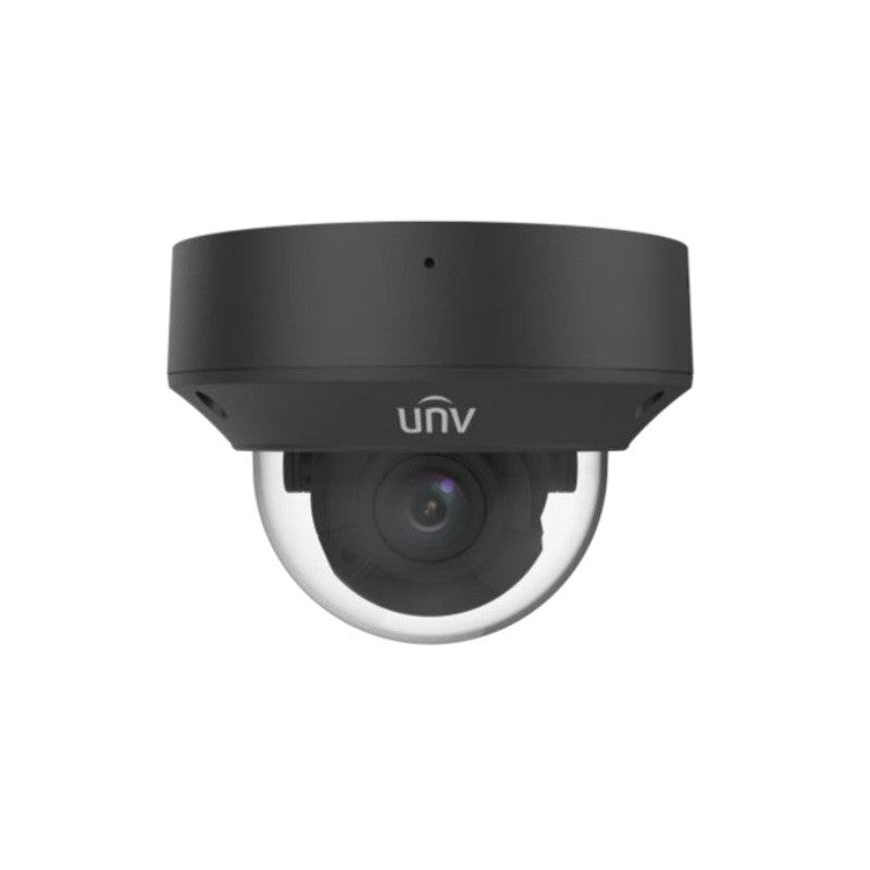 Uniview Prime-i Series IP Camera Black AI 5MP H.264/5/5+/ Mjpeg Dome 120 Wdr Plastic/metal 2.7-13.5mm Motorised Lens 5x Zoom Light Hunter IR 40m POE Ip67 Built In Mic Audio In Audio Out 1 X Alarm In 1 X Alarm Out Support Up To 256gb SD Ik10 12vdc
