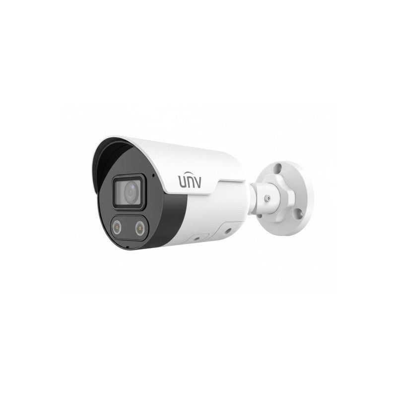Uniview Ultra Series IP Camera White AI Triguard 8mp/4k H.264/5/5+/ Mjpeg Bullet 130 Wdr Plastic/metal 2.8mm Fixed Lens Color Hunter With Wise-isp Ir+warm LED 40m POE Ip67 Built In Mic Support Up To 512gb SD 12vdc