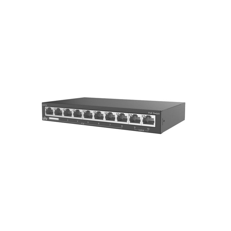 Uniview 8port ( 10p) Switch 88w POE Total Capacity 8x POE 2x100m Uplink L2 Unmanaged Black 48/51vdc