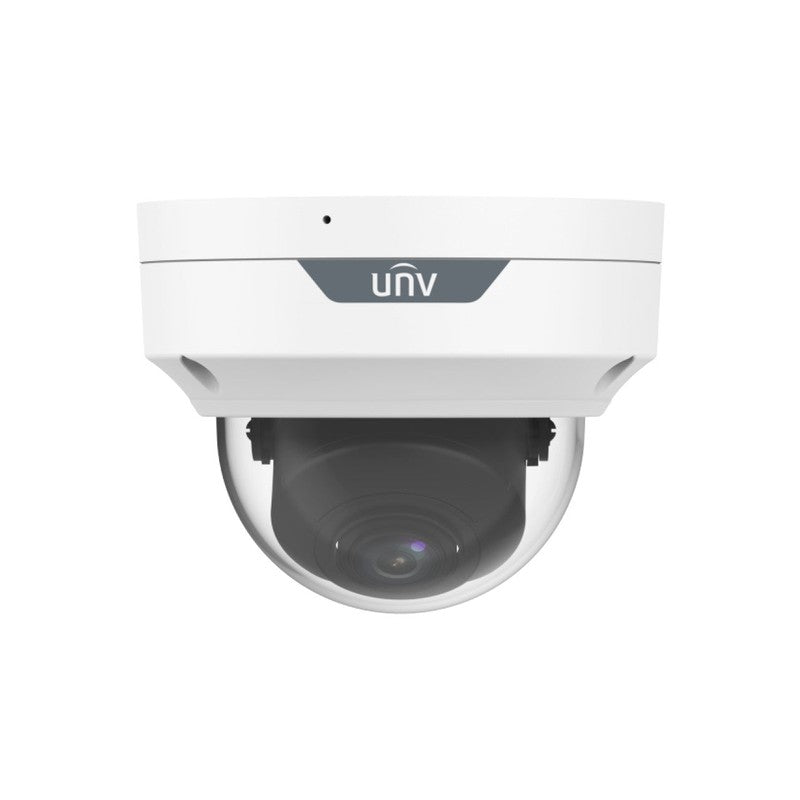 Uniview Prime-ii Series IP Camera White AI 5MP H.264/5/5+/ Mjpeg Dome 130 Wdr Metal 2.8mm Fixed Lens Light Hunter IR 40m POE Ip54 Built In Mic Audio In Audio Out 1 X Alarm In 1 X Alarm Out Support Up To 512gb SD Ik10 12vdc