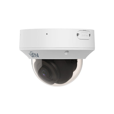 Uniview Pro Series IP Camera White AI People Count 4MP H.264/5/5+ Dome 140 True Wdr Metal 2.8-12mm Motorised Lens 4x Zoom Light Hunter IR 40m Poe+ Ip67 Built In Mic Audio In Audio Out 3 X Alarm In 2 X Alarm Out Support Up To 512gb SD Ik10 12vdc