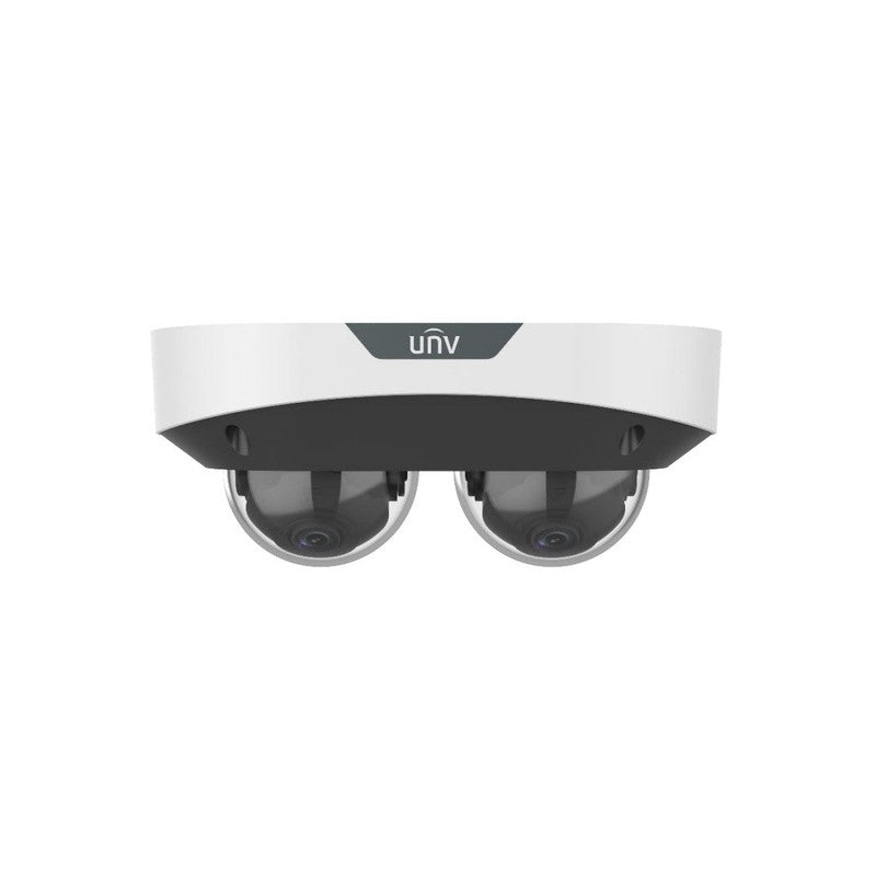 Uniview Prime-ii Series IP Camera White People Count 2x4mp H.264/5/5+/ Mjpeg Dome With Dual Lens 130 Wdr Metal 2.8&4mm Fixed Lens IR 30m POE Ip67 Built In Mic Audio In Audio Out 1 X Alarm In 1 X Alarm Out Support Up To 256gb SD Ik10 12vdc