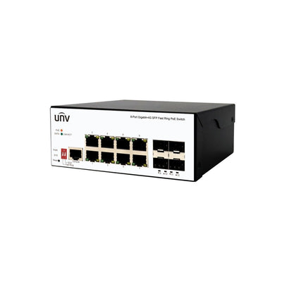Uniview Harsh 8port Gigabit Switch 135w POE Total Capacity 8x Poe+ Plus 4x 1g Sfp/ Fibre Port L2 Managed Black 48-57vdc Fast Ring/ Scp