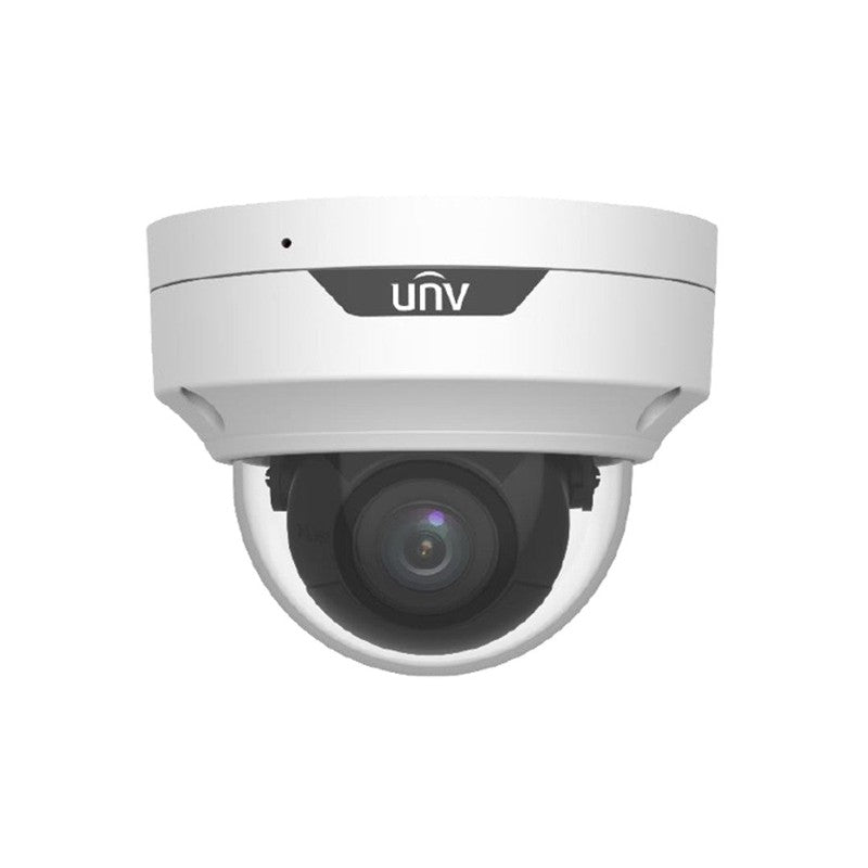 Uniview Prime-i Series IP Camera White AI People Count 4MP H.264/5/5+/ Mjpeg Dome 120 Wdr Metal 2.7-13.5mm Motorised Lens 5x Zoom Light Hunter IR 30m POE Ip66 Built In Mic Audio In Audio Out 1 X Alarm In 1 X Alarm Out Support Up To 256gb SD Ik10 12vdc
