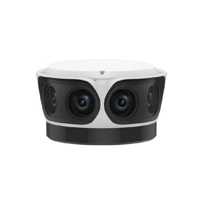 Uniview Pro Series IP Camera White AI 180° Panoramic 4x16mp H.264/5/5+/ Mjpeg Digital Wdr Plastic 4 X 2.8mm Fixed Lens Light Hunter IR 50m POE Ip67 Without Mic Audio In Audio Out 2 X Alarm In 1 X Alarm Out Support Up To 256gb SD 24vdc/ac
