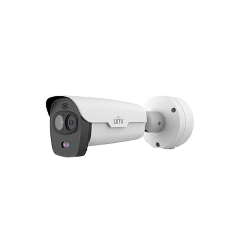 IP Camera White AI Thermal With Temperature 4MP H.264/5/5+ Bullet 120 Wdr Metal 4mm Fixed Lens Light Hunter IR 50m POE Ip67 Built In Mic Audio In Audio Out 2 X Alarm In 2 X Alarm Out Support Up To 256gb SD 12vdc