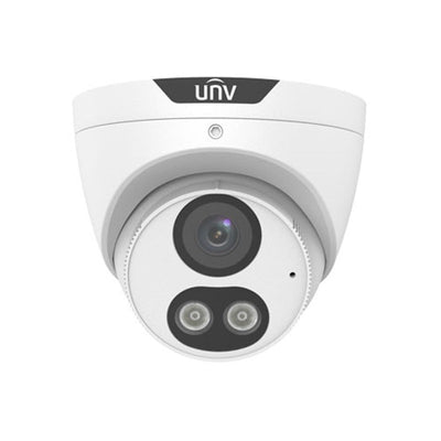 Uniview Prime-iii Series IP Camera White AI 5MP H.264/5/5+/ Mjpeg Turret 120 Wdr Metal 4mm Fixed Lens Color Hunter White LED 30m POE Ip67 Built In Mic Support Up To 256gb SD 12vdc