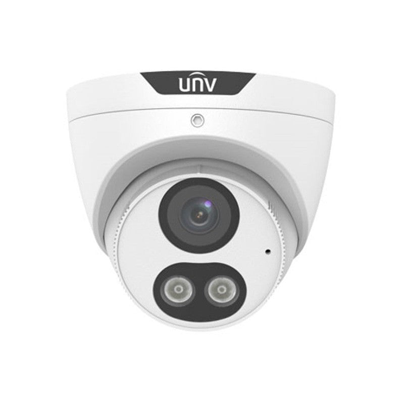 Uniview Prime-iii Series IP Camera White AI 5MP H.264/5/5+/ Mjpeg Turret 120 Wdr Metal 4mm Fixed Lens Color Hunter White LED 30m POE Ip67 Built In Mic Support Up To 256gb SD 12vdc