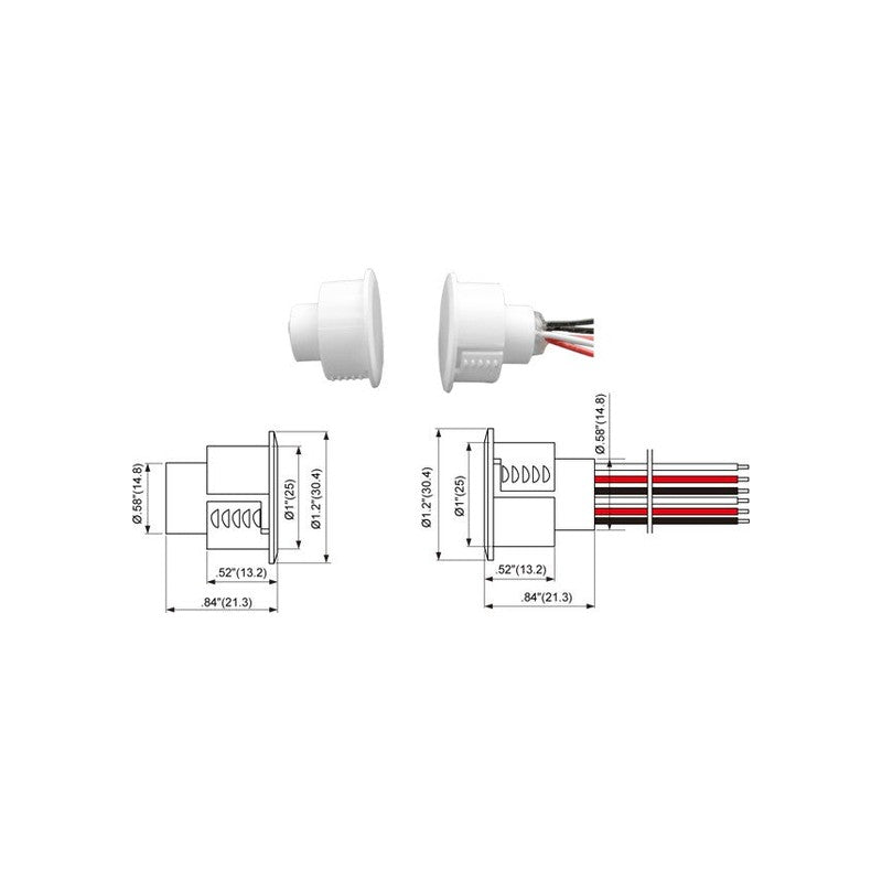 Tane Hardwired Reed Switch White Detection Gap 19mm 1x Dpdt Output Plastic Recessed Mount 25mm Hole Cutout