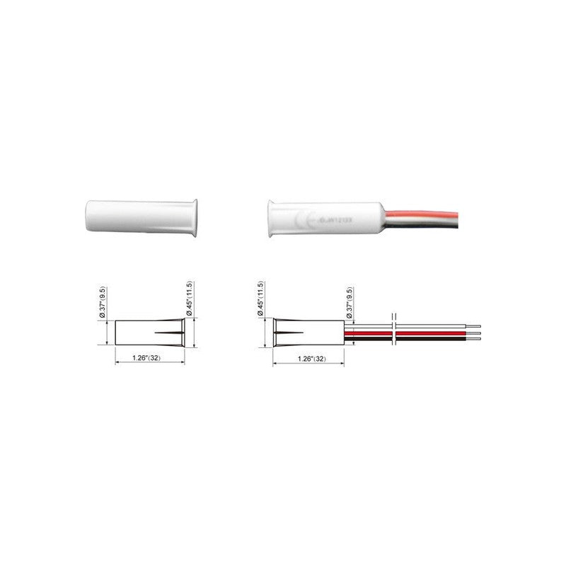 Tane Hardwired Reed Switch White Detection Gap 15mm 1x Spdt Output Plastic Recessed Mount 9.5mm Hole Cutout