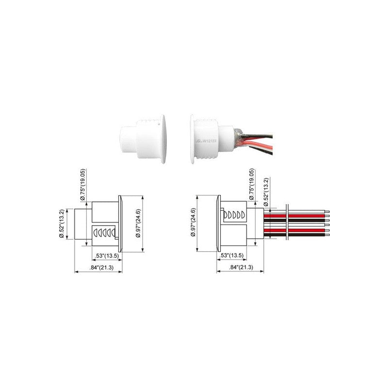 Tane Hardwired Reed Switch White Detection Gap 19mm 1x Dpdt Output Plastic Recessed Mount 19.05mm Hole Cutout