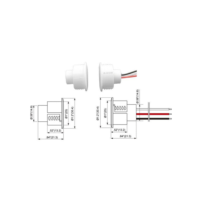 Tane Hardwired Reed Switch White Detection Gap 28mm 1x Spdt Output Plastic Recessed Mount 25mm Hole Cutout