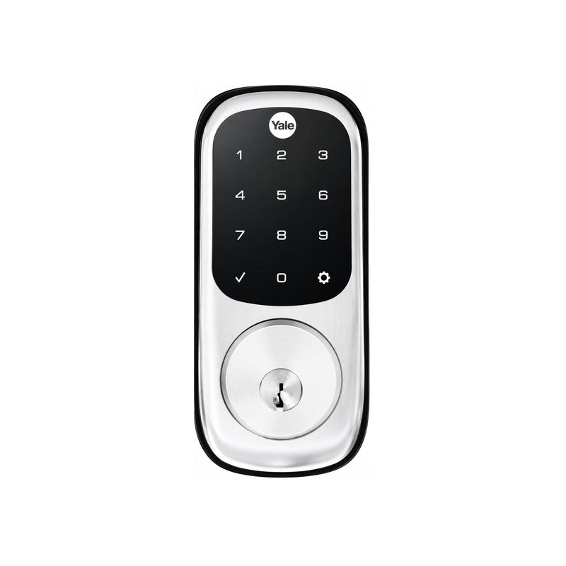 Yale Assa Abloy Yale Electric Smart Digital Deadbolt 60-70mm Backset Black/silver Non Monitored Door Status Sensor LED Indicator Key Override Battery Powered